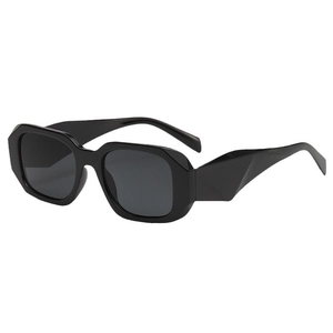 Modern black geometric oversized sunglasses with UV400 protection and thick frames