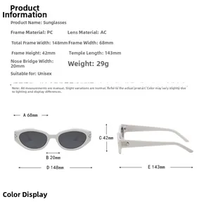Tableau des tailles détaillé des lunettes de soleil rétro montrant dimensions et poids