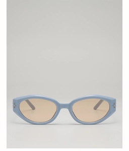 Détails de lunettes de soleil rétro œil-de-chat bleu clair avec rivets et verres