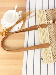 Sac fourre-tout tissé à glands avec poignées en cuir pour les vacances à la plage