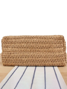 Fashionable woven straw bag with fringe detail for casual vacations and daily use