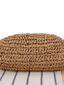 2025 Woven handbag detail featuring light brown natural fiber texture and intricate patterns