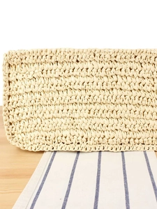 Minimalist large capacity woven tote bag for daily casual commute and beach vacation use