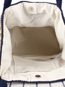 Spacious woven cotton tote with canvas lining, magnetic clasp and interior pocket