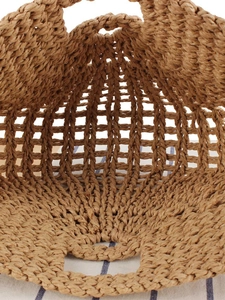 Handmade hollow woven straw tote bag for summer beach vacation and daily leisure