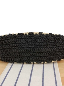 Fashionable large capacity woven beach bag with stylish contrast striped crochet texture