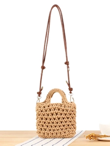 Handmade Cotton Rope Woven Crossbody Bag Women Crochet Top Handle Handbag Casual Summer Bohemian Vacation Style