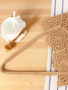 Handmade crochet cotton shoulder tote bag with floral patterns for casual beach vacation