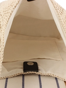 Handmade woven tote bag with canvas lining and magnetic buckle for daily commute