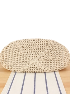 Handwoven cream cotton rope bag with radial base pattern for beach and casual wear