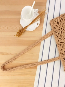 Sac fourre-tout en crochet fait main à fleurs évidées avec doublure sur bois