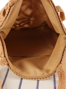 Sac fourre-tout en coton tissé à fleurs avec fermeture éclair et poche interne