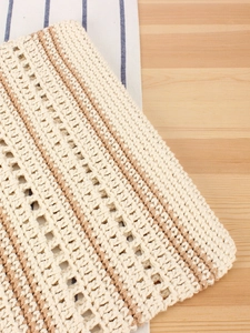 Sac fourre-tout tissé à la main avec rayures beiges pour vacances à la plage