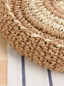 Sac rond rayé artisanal en corde de papier tressé marron et beige de haute qualité