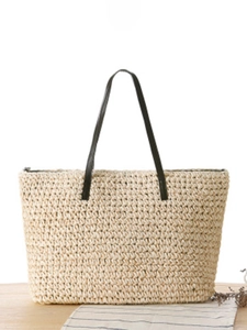 Grand Sac Fourre-Tout En Paille Pour Femmes Corde De Papier Plage Vacances Été Bohème Avec Doublure Paisley