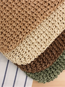 Handmade woven paper rope shoulder bag in four colors with a hollow mesh pattern