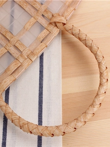 Plaid handwoven plastic tote bag with transparent PVC texture and sturdy round handles