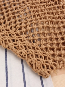 Sac en filet de coton marron tissé à la main pour la plage et le quotidien