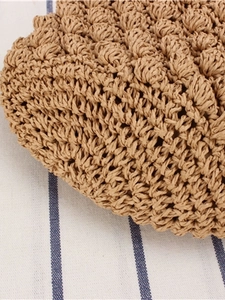 Handcrafted straw barrel bag with 3D texture for summer beach vacation and leisure