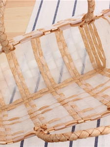 Large waterproof plaid woven basket bag with clear plastic strips for beach or picnic