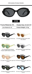 Détails de la monture ovale des lunettes de soleil, matériaux PC et dimensions AC