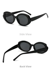 Détail de lunettes de soleil ovales 5733 avec monture noire épaisse et vues de profil