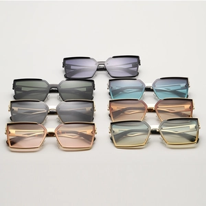Collection of retro geometric square sunglasses with cutout hollow temples in multi colors