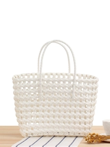 Woven Handbag PVC Hollow Out Waterproof Basket Bag For Beach Shopping Summer Casual Minimalist Women