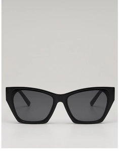 Macro view of polished black cat eye sunglasses featuring high-quality acetate frames