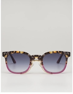 Détails de lunettes léopard et violettes avec charnières en métal doré chic