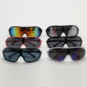 Overview of six different color variants of sports cycling sunglasses in a group layout