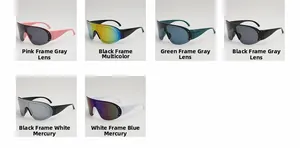 Selection of six large frame sports sunglasses with colorful lenses and stylish wide temples