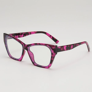 Cat eye sunglasses with purple leopard print pattern and UV protection for women and men