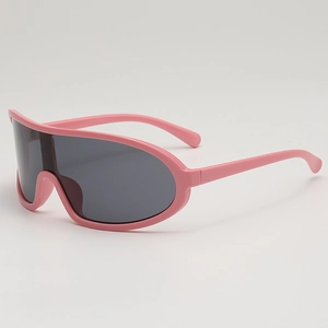 Pink cycling sunglasses with grey lenses for mountain biking and outdoor sports