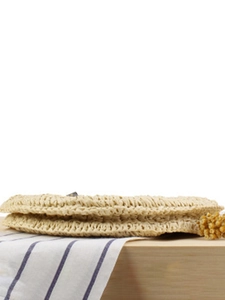 Sac bandoulière rond minimaliste en corde de papier tressée avec texture paille bohème