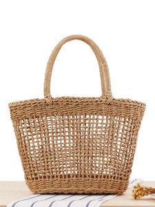 Women Woven Tote Bag Paper Straw Hollow Out Mesh Handmade Summer Beach Casual Handbag Large Shoulder Bag Lightweight