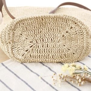 Sac fourre-tout japonais en corde de papier tressée beige avec bandoulière marron