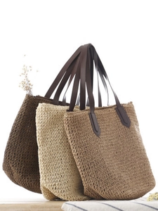 Sac Fourre-Tout Tissé En Paille Corde De Papier Grande Capacité Plage Été Vacances Sac À Main Décontracté Avec Poignées Cuir