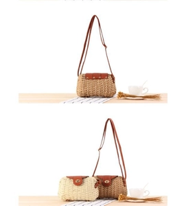 Détails de sacs bandoulière en paille tressée avec rabats en cuir et fermoirs en métal