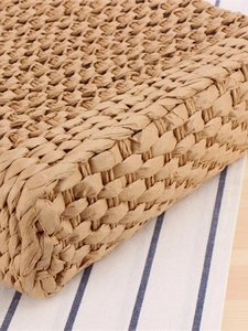 Minimalist paper rope woven beach bag with handmade hollow design for summer vacation