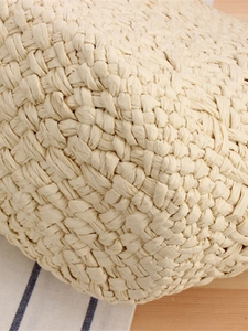 Large capacity beige woven paper rope tote bag for women in stylish beach shoulder style
