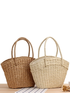Paper Rope Woven Shoulder Bag Women Summer Beach Vacation Straw Style Zipper Large Capacity Handcrafted Casual