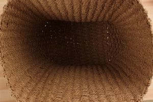 Top view of large capacity paper rope woven bag showing detailed weave and spacious interior
