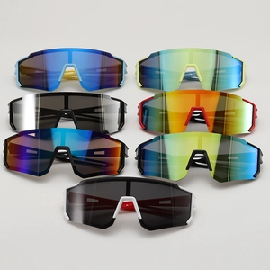 Collection of colorful kids sports sunglasses for cycling and outdoor activities