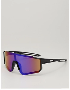 Close-up of kids cycling glasses featuring ventilated temples and gradient color lenses