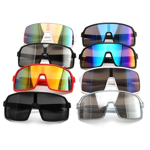Multiple color variations of one-piece cycling sunglasses for kids with durable frames