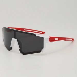 Kids sports cycling sunglasses in white and red with grey lenses for outdoor racing