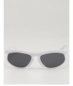 Front view of white oversized frames children's sunglasses with dark gray lenses