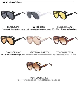 Multiple color options for oversized wrap-around sunglasses with sleek fashion frames