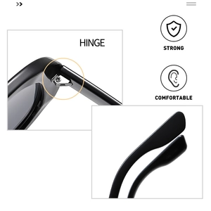 Detailed macro view of durable metal hinges and ergonomic temples on black sunglasses